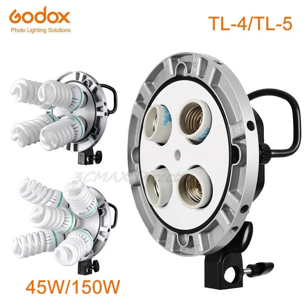 

Godox Photo Studio TL-4/TL-5 Socket Tricolor Bulb Light Lamp Head Multi-Holder 45W 150W Bulbs for Camera Photography Lighting