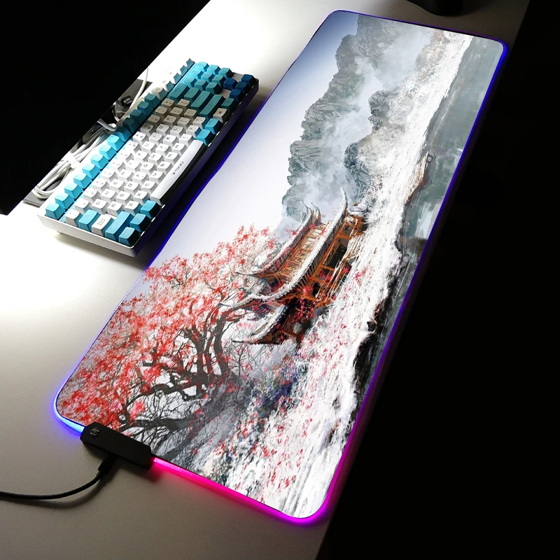 

RGB Landscape Glowing Mouse Pad LED Light Gaming Large Keyboard Computer Mat Mousepad for Gamer 900x400mm Game Pad Mouse Pads