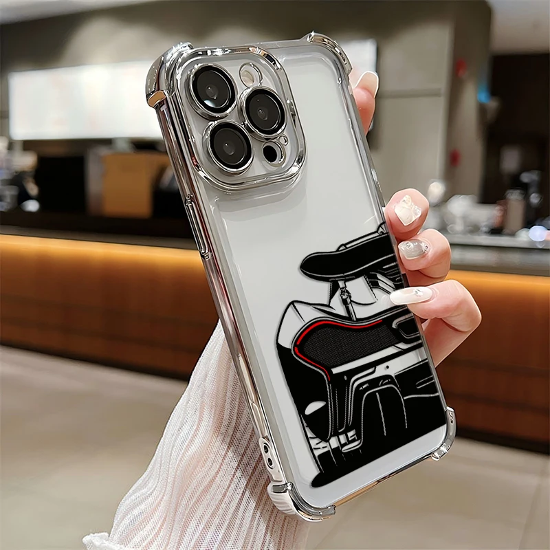 Фото Роскошный чехол для телефона с покрытием под спортивный автомобиль для iPhone 17, 16e, 16, 15, 14, 13, 12, 11 Pro Max, X, XR, XS Max, 7, 8, Mini, Air, Plus, противоударный №2