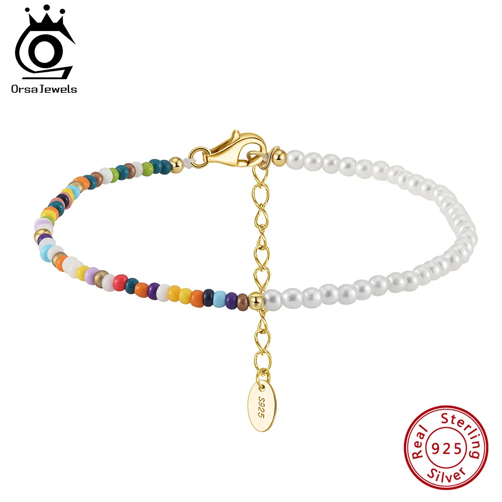 ORSA JEWELS Богемия S925 Красочные бусины Браслет-цепочка Многоцветный маленький