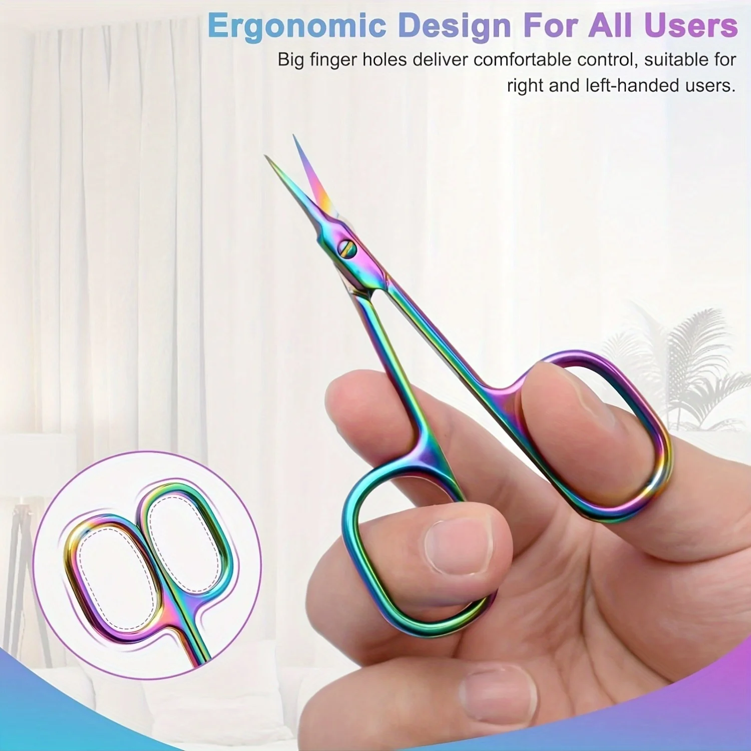 Фото Многоцелевые ножницы для кутикулы Beauty Rainbow Titanium из нержавеющей стали, эргономичная ручка, подходит для ухода за ногтями №4