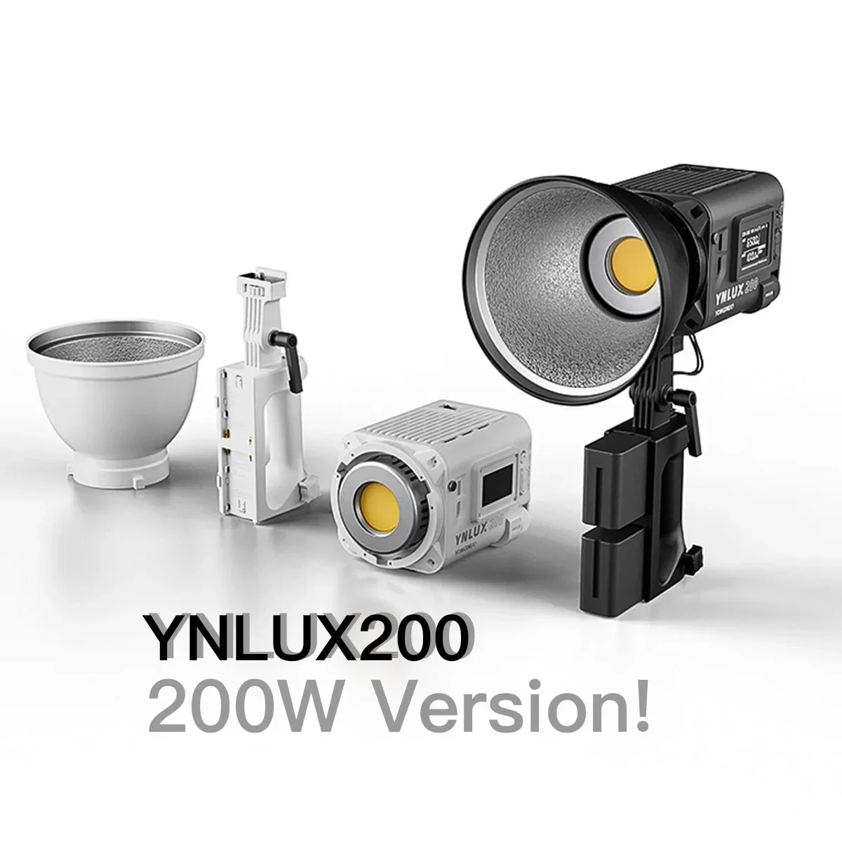 Фото YONGNUO LUX200 YNLUX200 200W 2700K-6500K Ручной уличный светодиодный светильник с креплением Bowens и адаптером питания №1