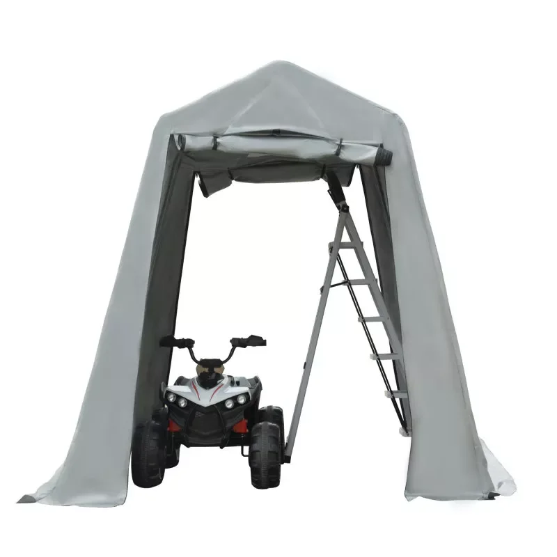 

6.8 x 6.1 Ft Outdoor Carport, Portable Shed, Storage Shelter for Motorcycle Bike, Garden Patio Lawn Canopy Tent, Silver Gray