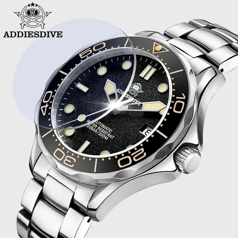 ADDIESDIVE Men's Luxury Watch Sapphire Crystal C3 Super Luminous 200M Waterproof NH35 Movement Automatic Mechanical Wristwatch