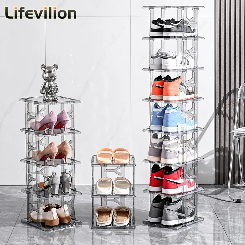 

3/6 Layers Shoe Rack Shoe Shelf Simple Clear Plastic Foldable Shoe Storage Organizer Shoe Shelf Stand for Living Room Dormitory