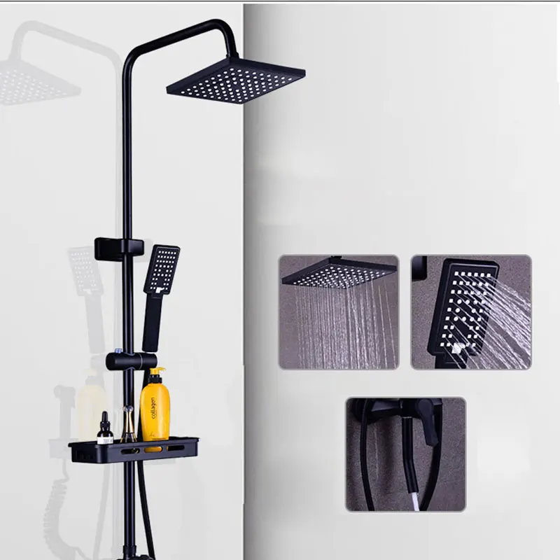 Смеситель для душа ванной комнаты черный с 3-сторонним распылителем смеситель