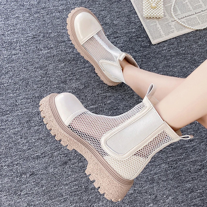 

Platform Cool Boots Sandals Women 2022 Summer New Flats Shoes Women Dress Casual Chelsea Boots Walking Breathable Women Shoes