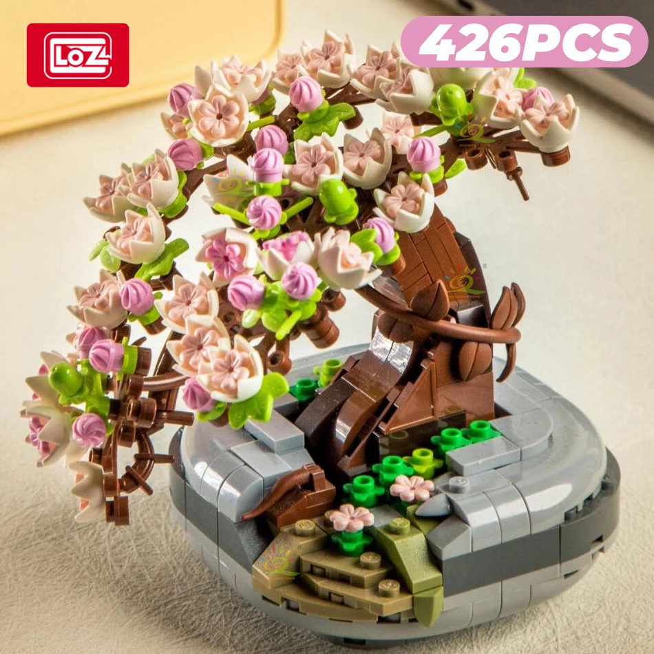 LOZ Миниатюрные Прочные Горшечные Растения С Вишневым Цветом Сделайте Свой