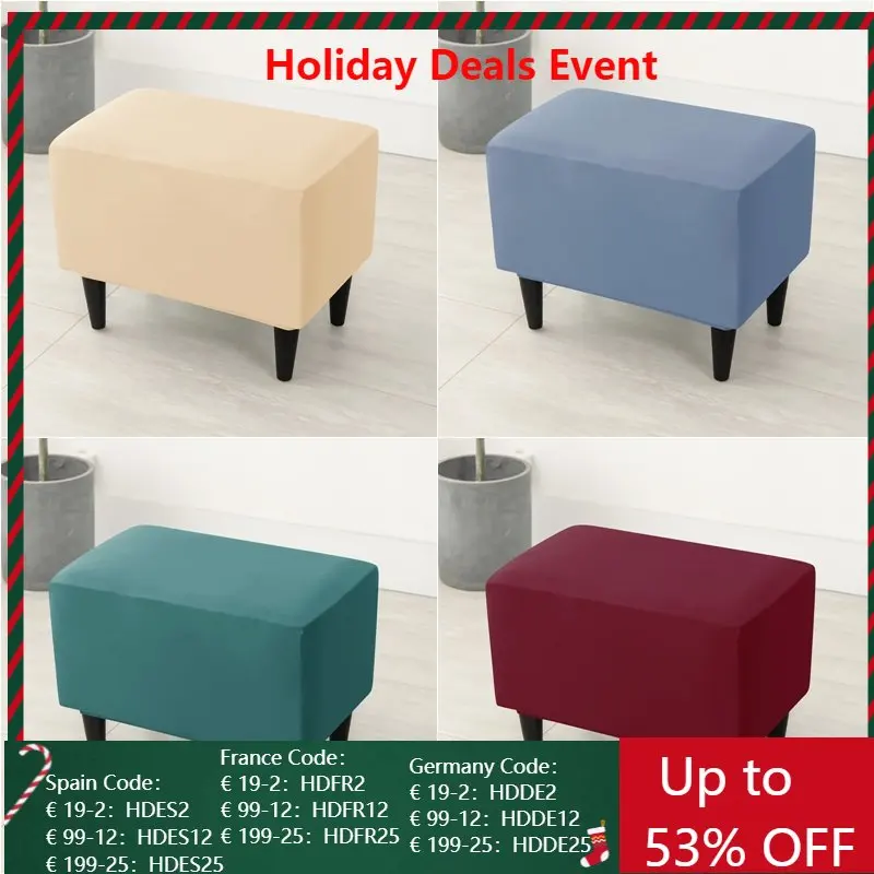 

Solid Color Footstool Cover Stretch Cheaper Spandex Footrest Covers Elastic Non Slip Relax Foot Stool Slipcovers for Living Room