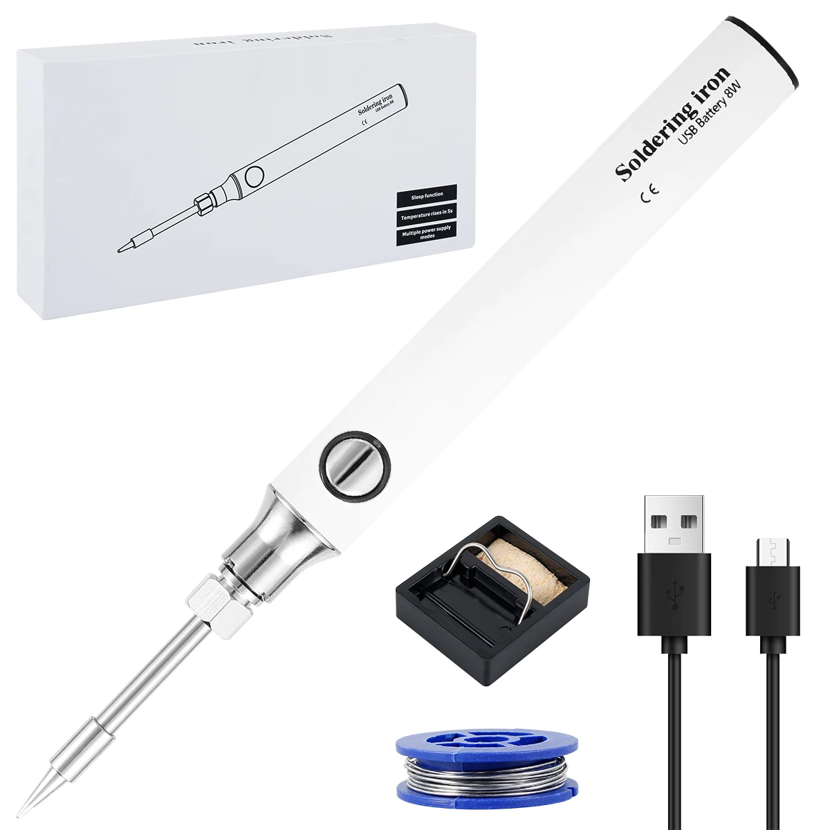 

Electric Soldering Iron 5V 8-10W 900mAh Cordless Soldering Welding Iron Tool with Adjustable Temperature 330-450℃ USB