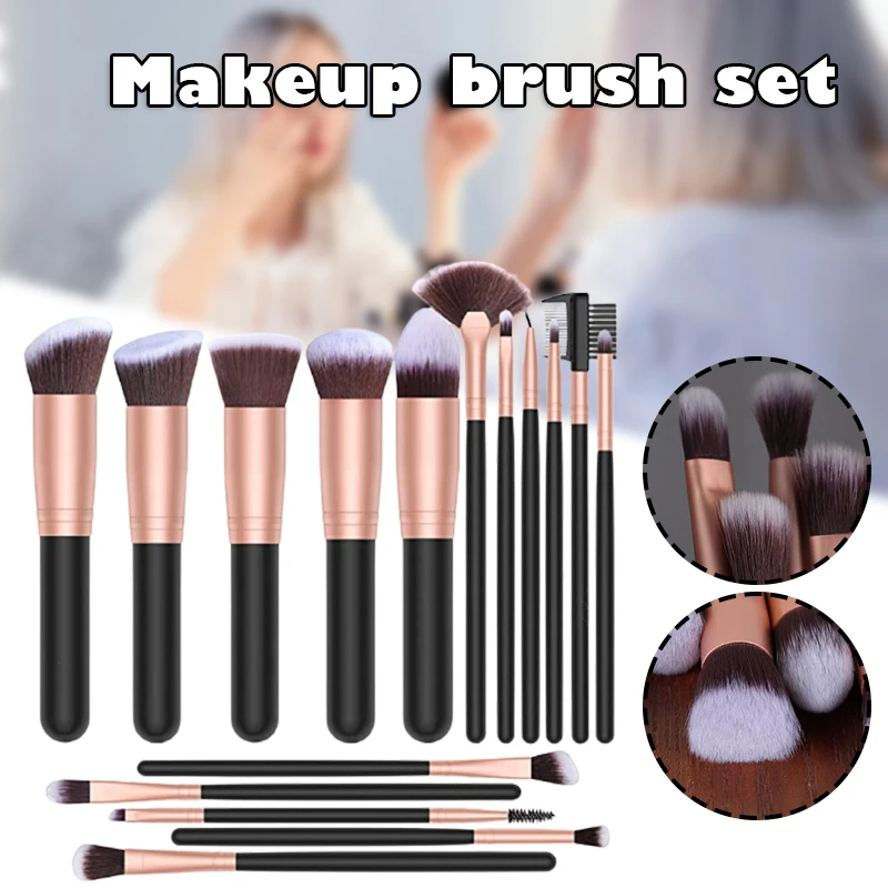 

16pcs Makeup Brushes Set With Soft Artificial Bristle Portable For Blush Foundation Eyeshadow Eyeliner Brush Cosmetic Tool