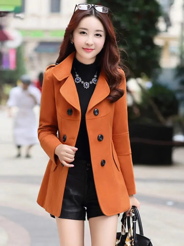 

Fitaylor New Autumn Wool Coat Women's Ultra Thin Double Ch Medium Long Wool Blended Warm Women's Coat