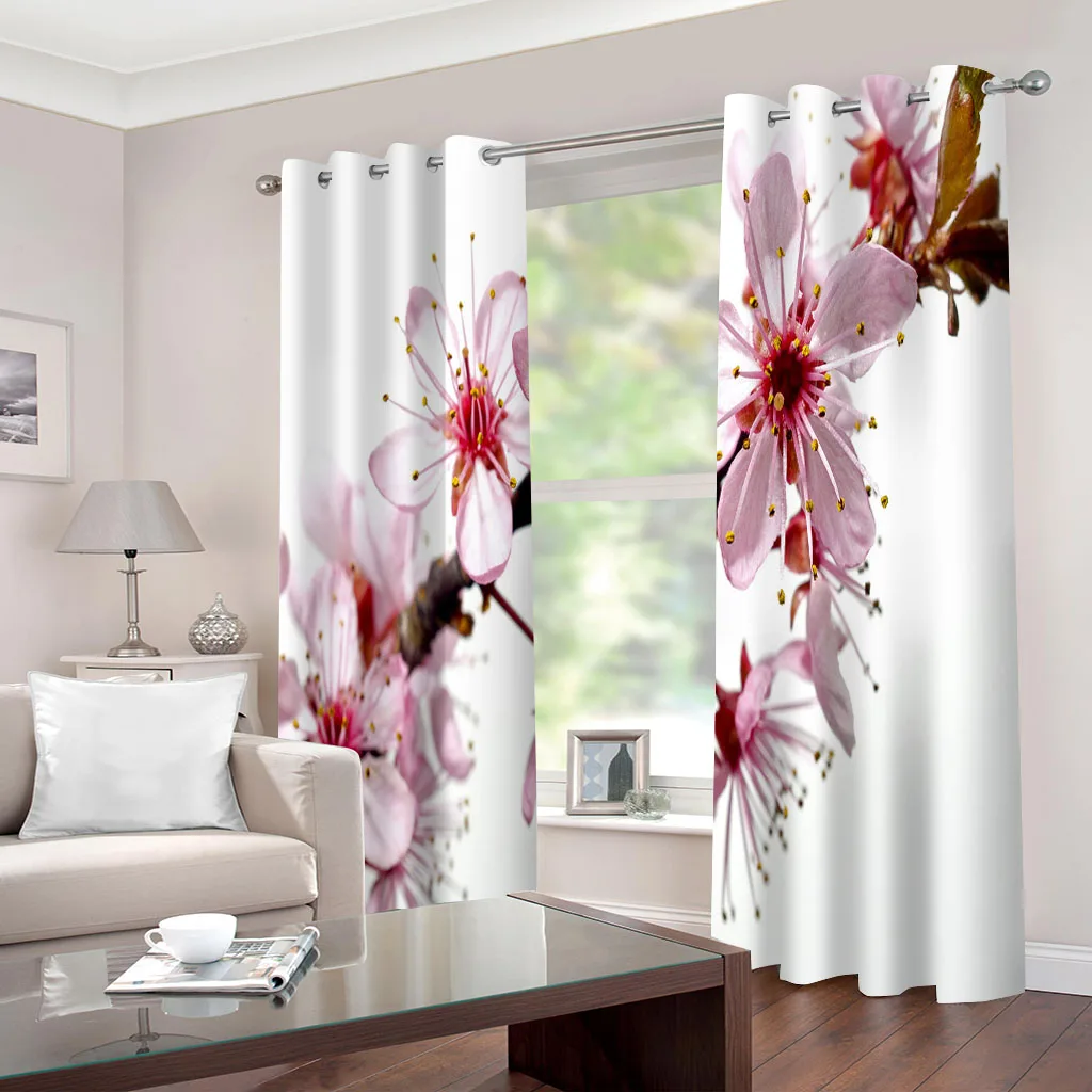 Индивидуальные шторы для комнат с розовым персиковым цветком 2 шт. современные