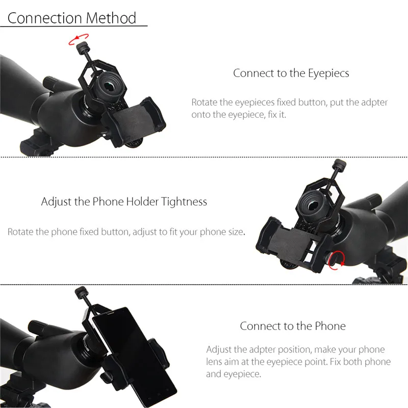 Universal Cell Phone Adapter Clip Mount Binocular Monocular Spotting Scope Telescope Phone Holder Support Eyepiece images - 6