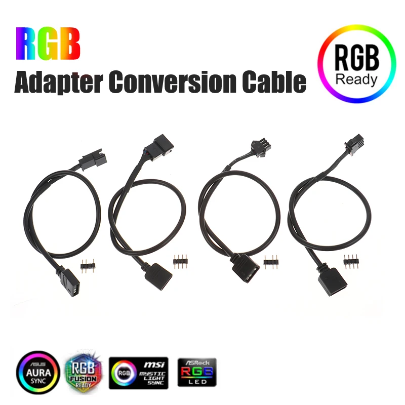 

Motherboard RGB Adapter Conversion Cable 5V 3Pin / 12V 4Pin RGB Led Strip Light For PC Computer LED Light Strip Line 30cm