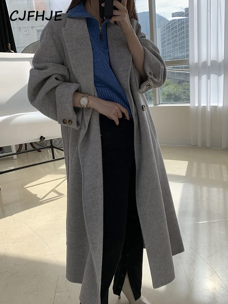 CJFHJE пурпурное шерстяное Смешанное пальто для женщин корейская мода серый тренд с