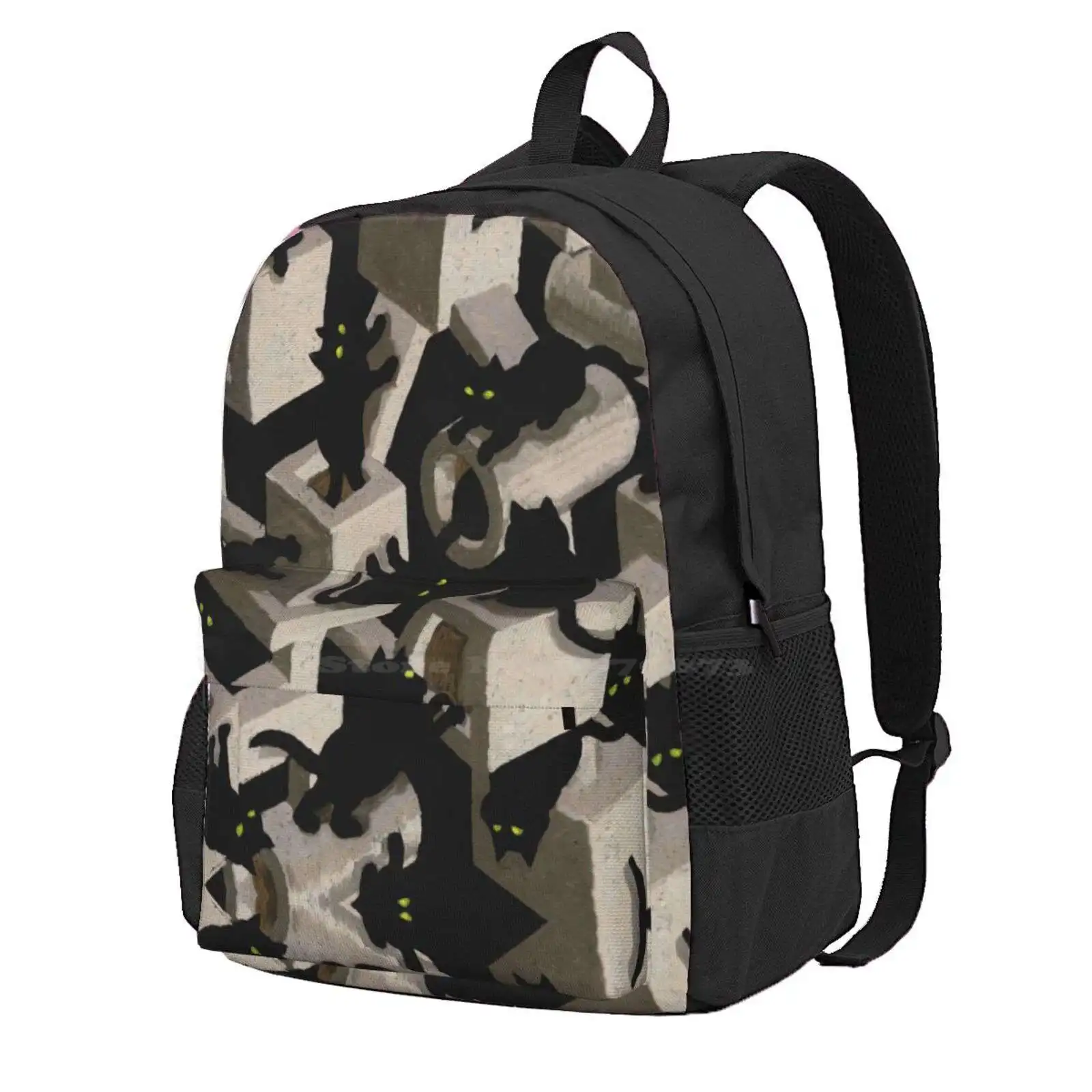 Черная кошка дерево Оптическая иллюзия горячая Распродажа школьный рюкзак