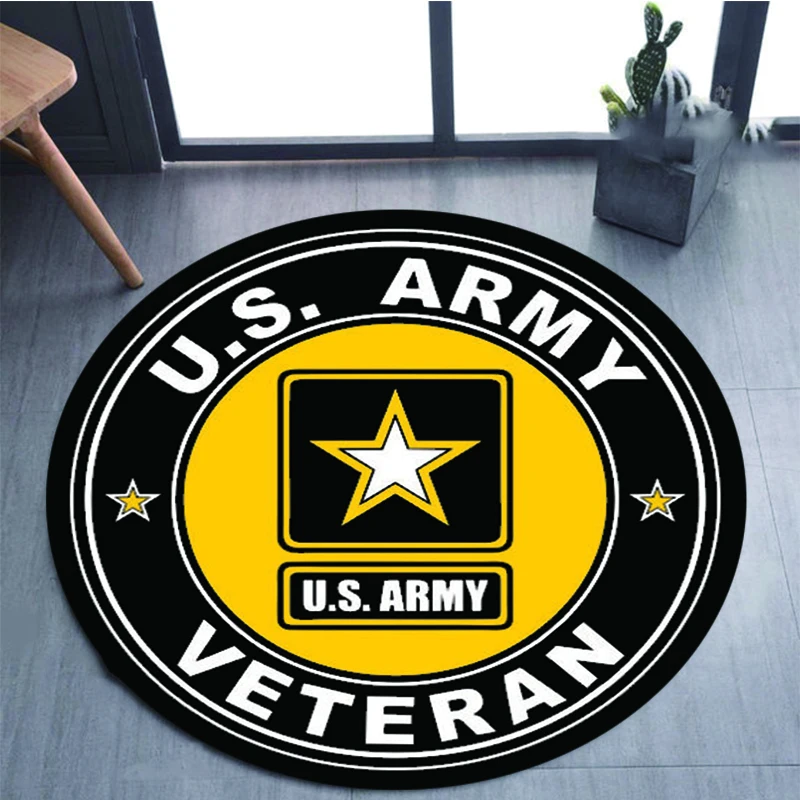 

American Veterans logo circular carpet, living room, bedroom decoration, floor mat, sofa, children's area anti-skid carpet
