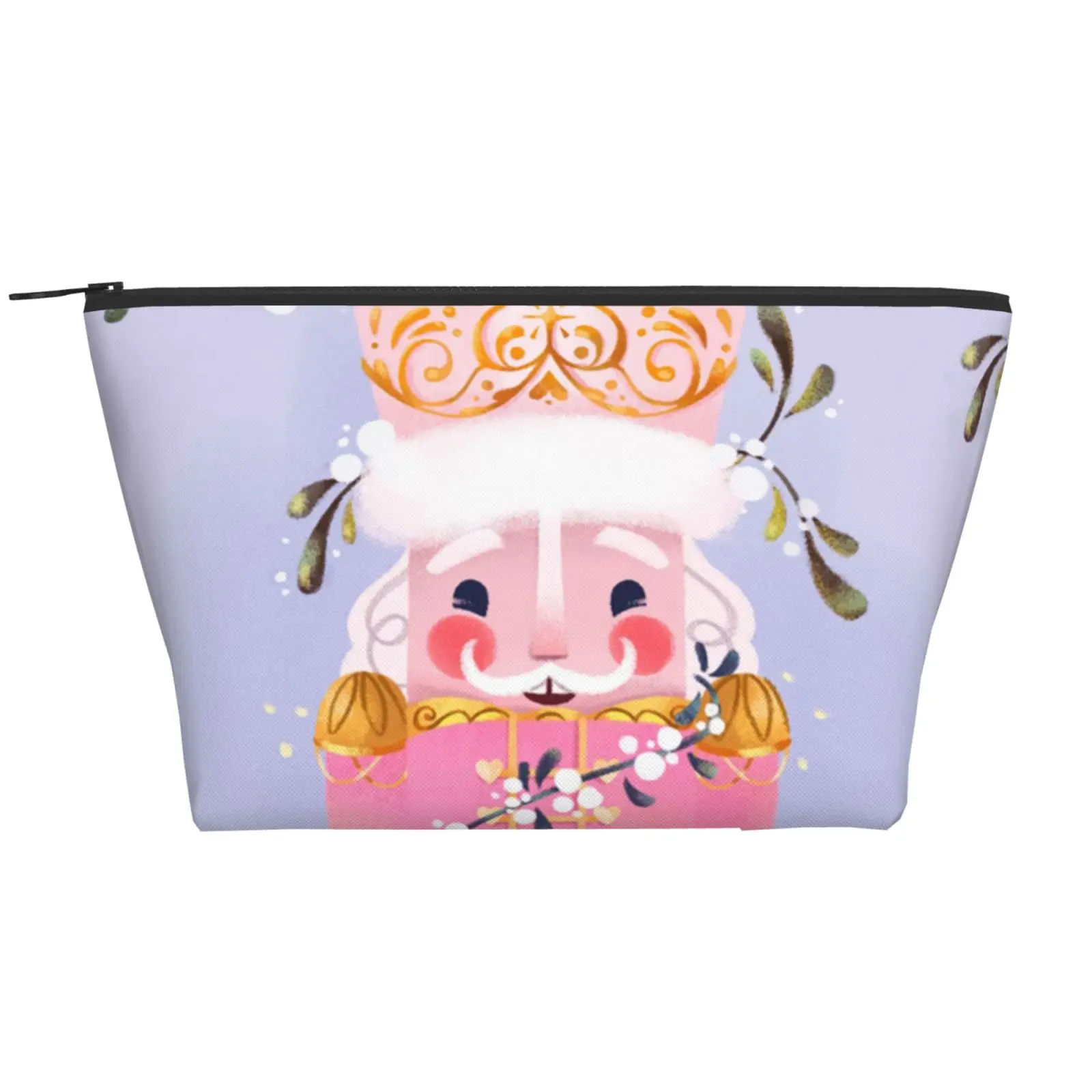 

Cartoon Nutcracker Christmas Holiday Daily Storage Bag Trapezoid Polyester Ziplock Bag Side Bag for Ladies