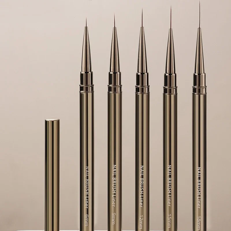 

6/9/12/15/18mm Nail Liner Brush Set Drawing Lines Stripe Painting Flower Pen Nail Art Manicure Metal Handle Brush Drawing Tools