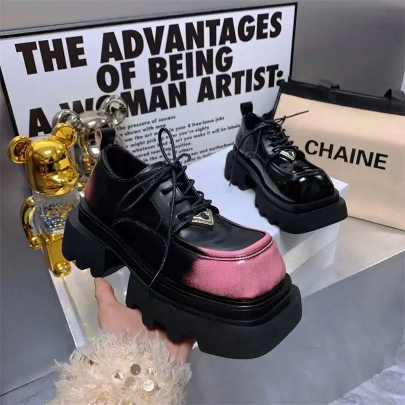 Лоферы новинка весны 2024 женская кожаная обувь в британском стиле на толстой