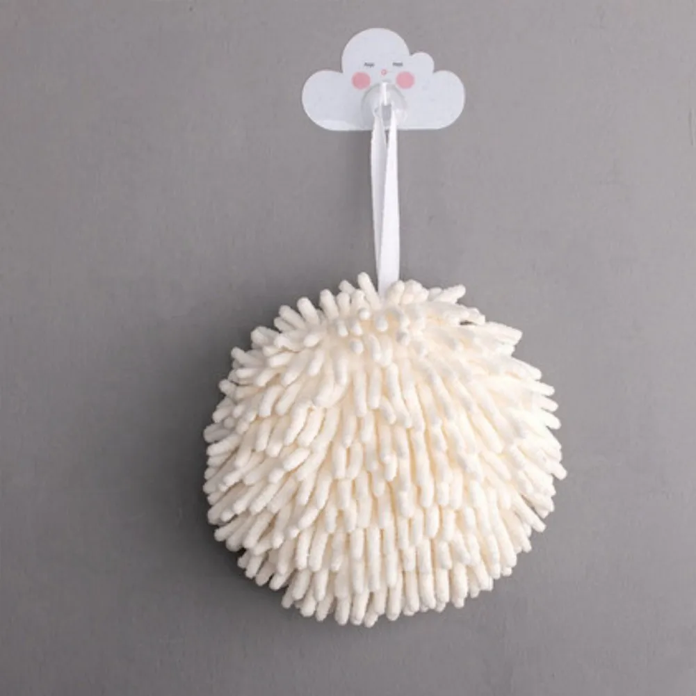 

Soft Hand Towel Ball Wall-Mounted Hanging Hand Towel Ball with Loop for Kitchen Powder Room Chenille Hand Towels Ball