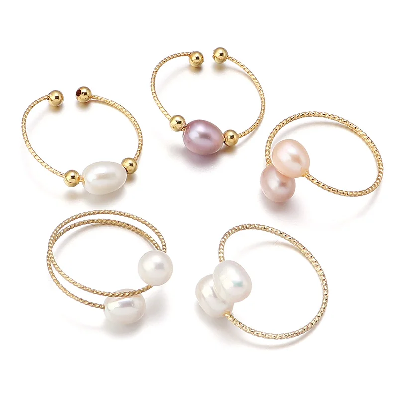 

1Pcs Fashion Freshwater pearl ring Minimalist Cute Adjustable Size Korean Fashion Party Vintage Finger Ring Woman Gift Jewelry
