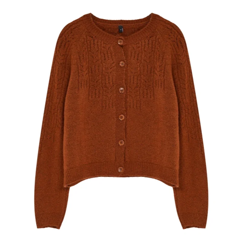 Женский кардиган Trendyol TYZA повседневный трикотаж Ajouré стандартного кроя с круглым