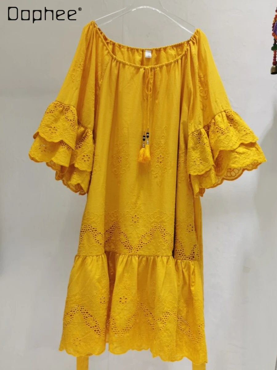 

Embroidered Cotton Breathable Solid Color Dress 2022 Summer New Korean Style Refreshing White Fairy Dresses Clothing Women