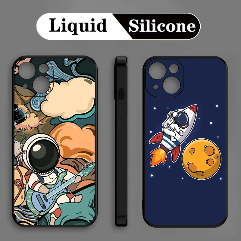 

Cute Astronaut Space Station Phone Case For iPhone 14 13 12 11 Pro Max 13 12 Mini 7 8 Plus X XR XS Max Shockproof Coque Funda