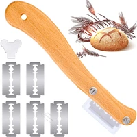 wooden handle bread knife cutting knife shaping knife bread cutting knife with 5 blades european bread cutting