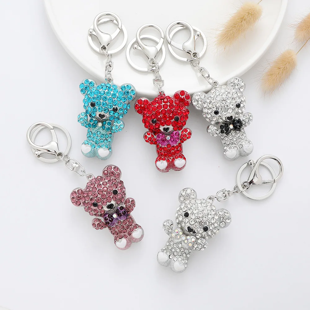 

Автомобильный брелок, цветной кристалл, милый медведь, брелок, украшение, креативный декор, автомобильный шнурок для ключей, аксессуары для ...