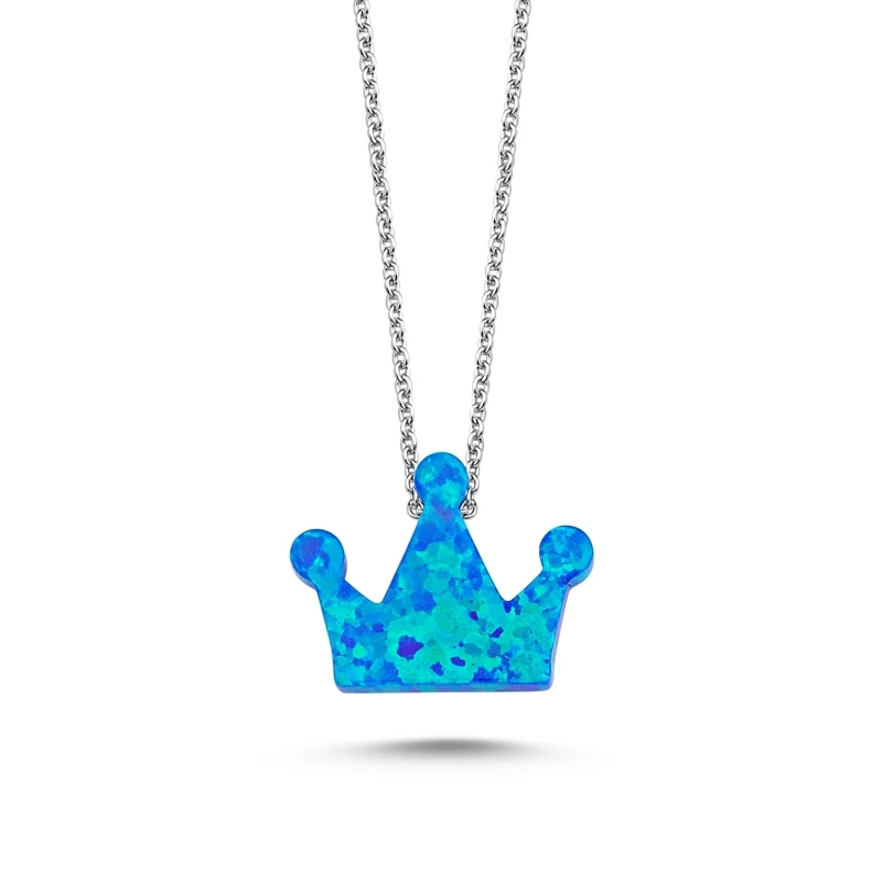 

Серебряный 925 пробы синий опал корона ожерелье