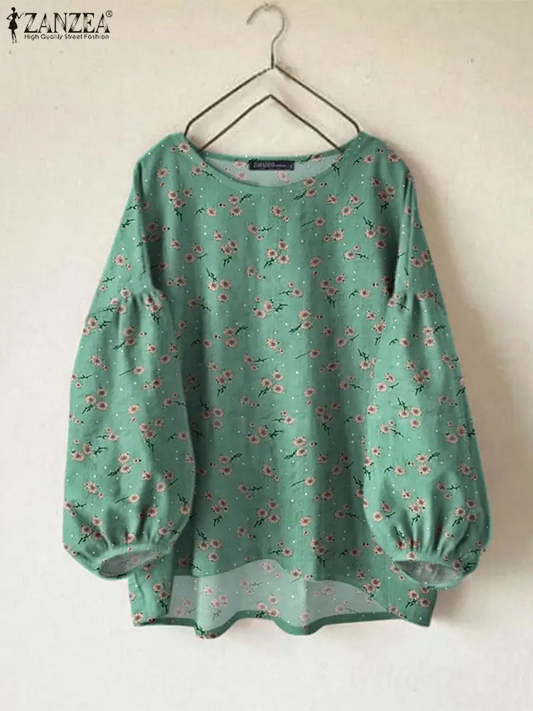 ZANZEA женские блузки с цветочным принтом повседневные свободные корейские модные