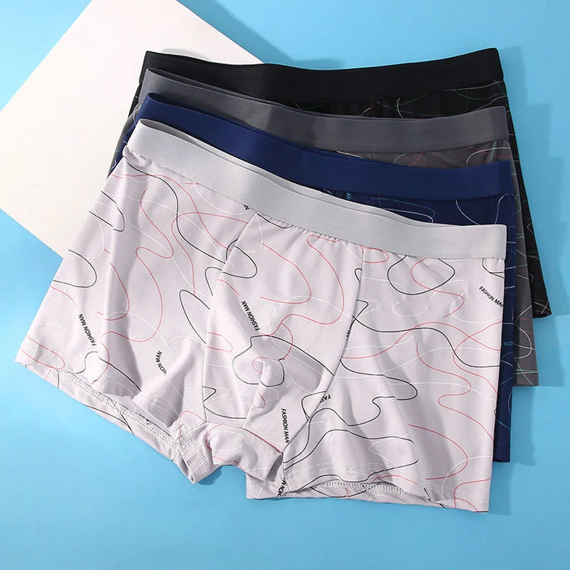 4pcs Boxer Shorts Men's Panties Homme Underpants Boxershorts Underwear Male Comfortable Breathable Men's Boxers Printed Shorts