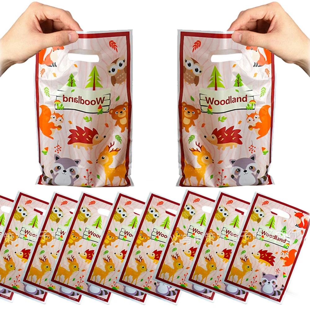 

Woodland Animal Plastic Bags Forest Animal Squirrel Owl Deer Hedgehog Bear Fox Candy Treat Bags Kids Baby Shower Birthday Party