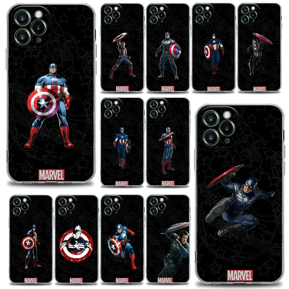 

Cool Captain America Marvel Clear Phone Case for Apple iPhone 11 12 13 7 8 SE XR XS Max 5 5s 6 6s Pro Plus Soft Silicone Case