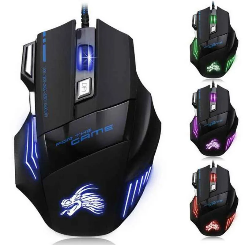 

Wired Gaming Mouse 7 Button Backlit Ergonomic USB Mice 5500 DPI Backlight Adjustable Optical Mice for PC Gamer Computer Desktop