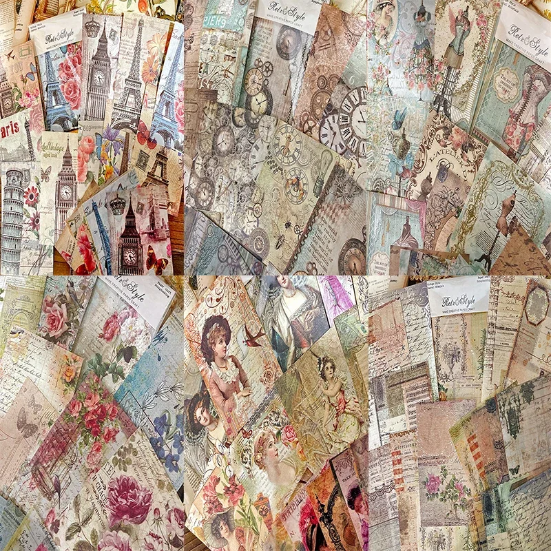 

20Pcs Aesthetic Girl Flower Scrapbooking Pattern Papers Pads DIY Decorative Journal Album Collage Retro Machinery Material Paper