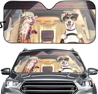 pzz beach crazy animal driver car sun sunshade for windshield funny dog cat driving accordion folding sun visor