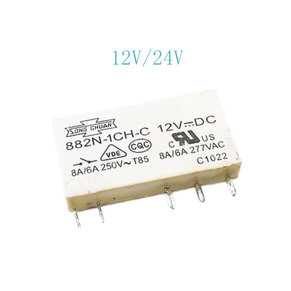 

1 шт./лот 100% новое реле 882N-1CH-C-12VDC 882N-1CH-C-24VDC 882N 1CH C 882N-1CH-S-12VDC 882N-1CH-S 882N-1CH-C 6A 5PIN