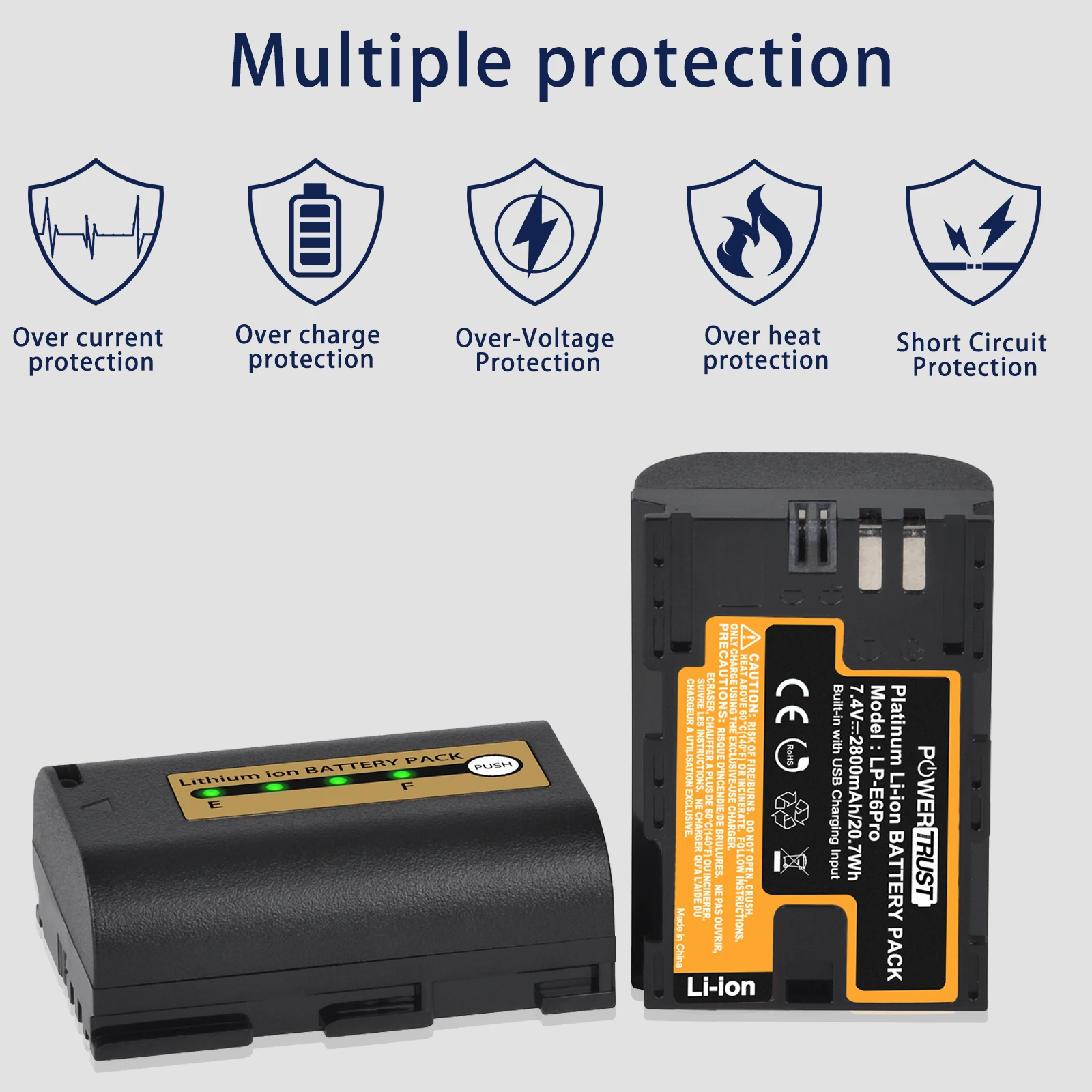 Новый аккумулятор 2800 мАч LP-E6N LP-E6 с USB-портом для зарядки Canon EOS 5D Mark II 2 III 3 6D 7D 60D 60Da 70D