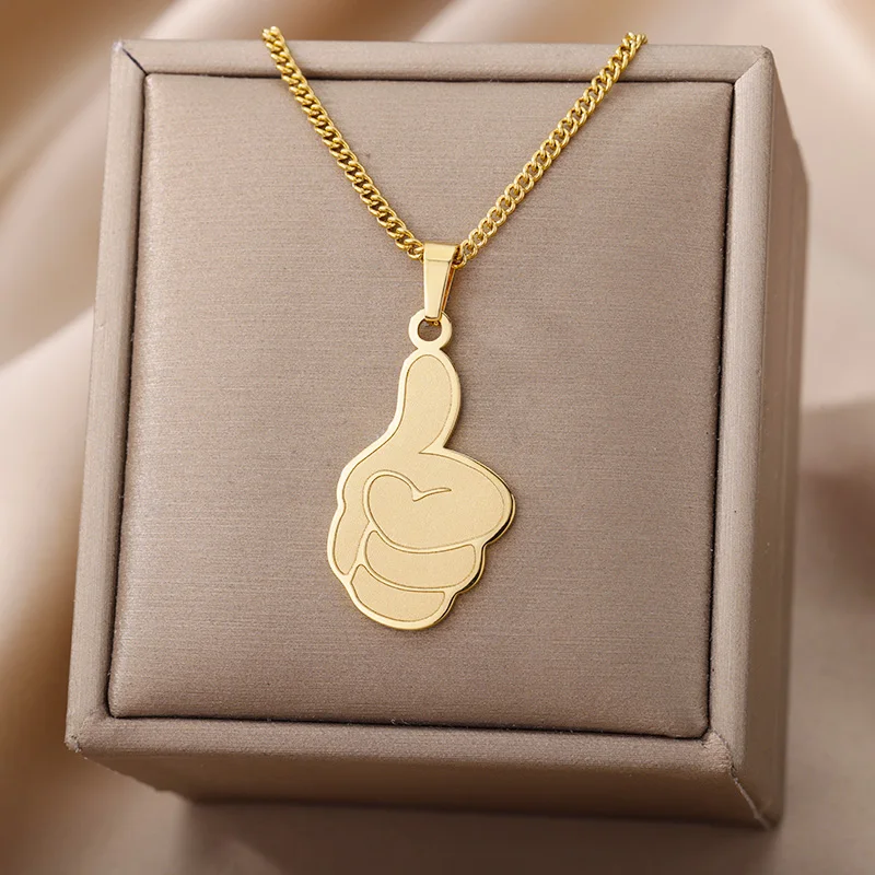 

Thumb Pendants Necklace for Women Thumbs-up Praise Good Necklaces Praise Gesture Necklaces Stainelss Steel Jewelry Party Gift