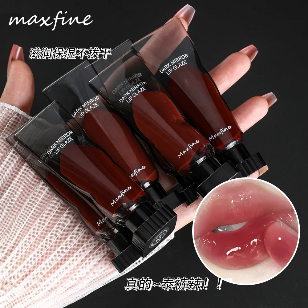 

Maxfine Black Mirror Water Gloss Lip Glaze Moisturizing Sexy Red Lips Set Makeup Lasting Color Rendering Non-stick Cup Lip Gloss
