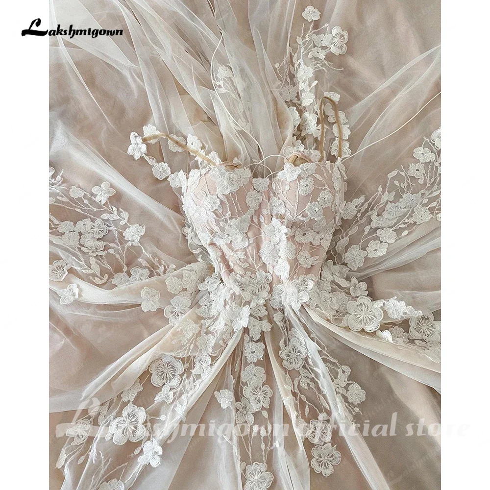 Lakshmigown Светлые свадебные платья цвета шампанского с 3D цветами на тонких