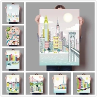 canvas print picture wall art london travel painting home decor the view of the city cartoon module posters living room no frame