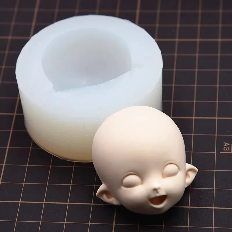 

Ultra light clay face mold, sugar flipping silicone mold, hand made facial anime cartoon characters, 8 points BJD doll face