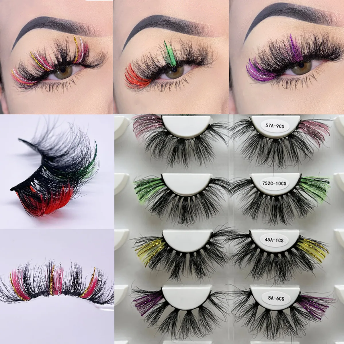 

Оптовая продажа цветных ресниц норка 5D натуральные длинные накладные ресницы блестящие ресницы разные цвета драматический Макияж ресницы Многоразовые Накладные Ресницы