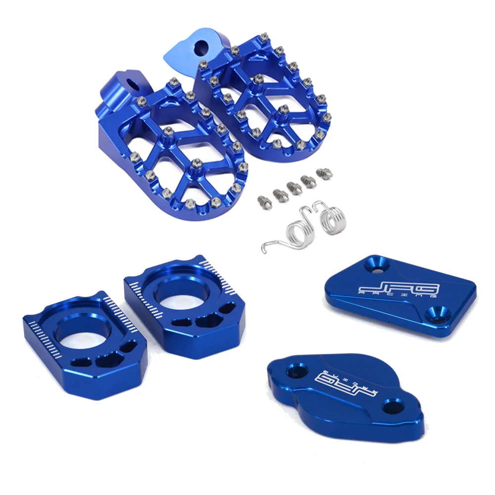 

Motorcycle Front Rear Brake Reservoir Cover Cap Rear Chain Adjuster Axle Block Footpeg For Yamaha YZ WR 125 250 250F 450F 250X