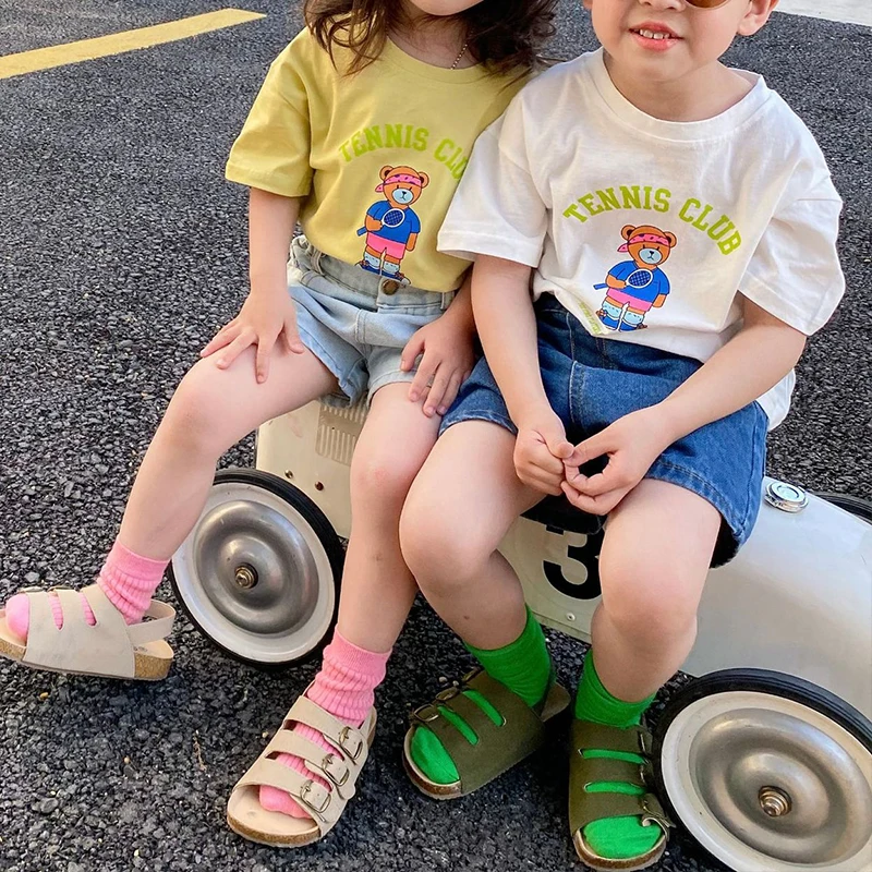 Freely Move 2022 Summer Boys T Shirt Cartoon Print Baby T-shirts Short Sleeves Children Clothing Cotton Kids Clothes Tee Tops